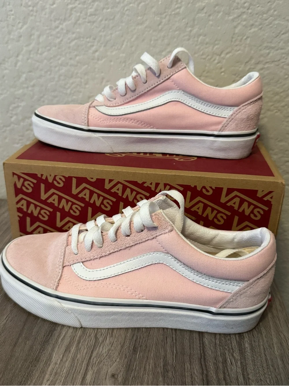 Vans Old Skool Pink and White Low-Top Sneakers